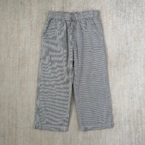 Abercrombie & Fitch Wide Leg Linen Cotton Striped Pull On Crop Pants L